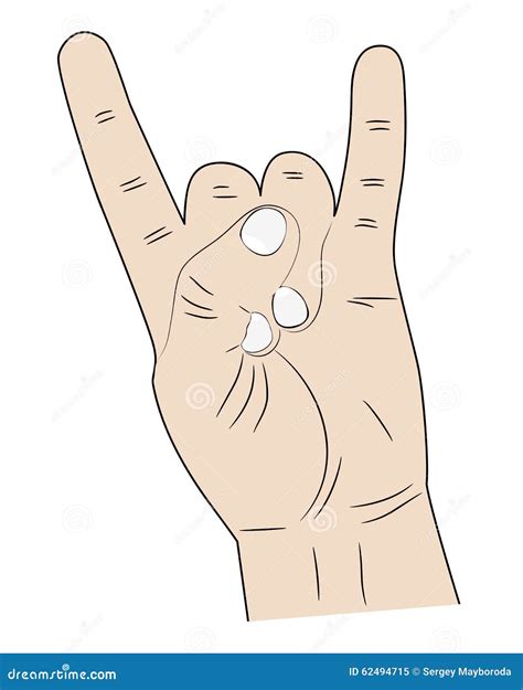 Hand Index Finger And Pinky Fingers Raised Up Stock Vector - Image ...