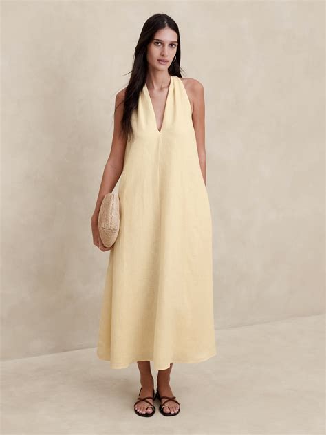 Pauline Linen Midi Dress | Banana Republic