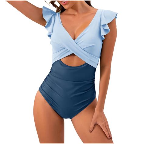 Miluxas Womens One Piece Swimsuit 2024 Clearance Cutout High Cut Color ...