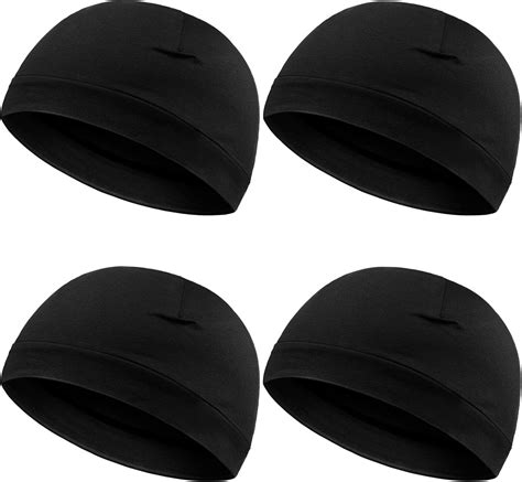 4 Pieces Men Skull Caps Soft Cotton Beanie Sleep Hats Stretchy Helmet ...
