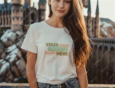Premium PSD | A girl in a white shirt with the words your your here ...
