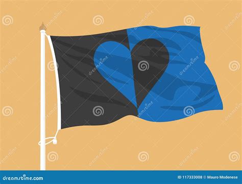 Black and Blue flag waving stock illustration. Illustration of black ...