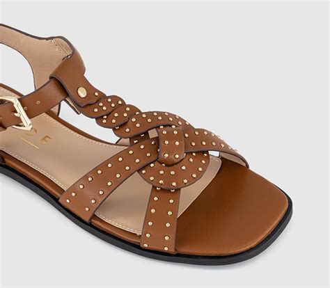OFFICE Serenity Studded Plait Detail Sandals Tan - Women’s Sandals