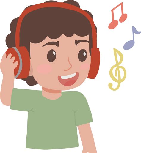 Handsome cute little kid boy listening music with headphone feel happy expression enjoy hobby ...