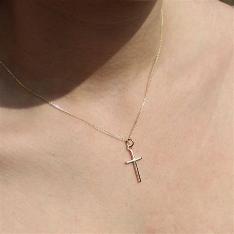 14ct Solid Gold Cross Necklace By Lime Tree Design