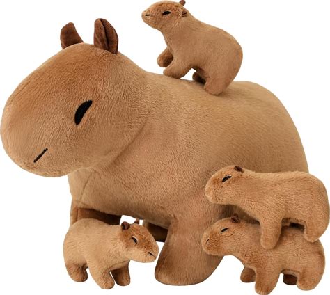 Amazon.com: SQEQE Capybara Mommy Plush with 4 Cute Babies Capybara ...