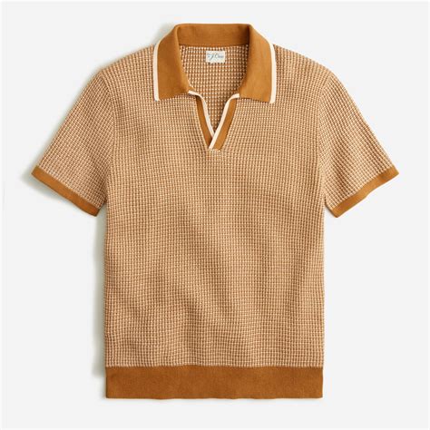 J.Crew: Ribbed Cotton Short-sleeve Johnny-collar Sweater-polo For Men