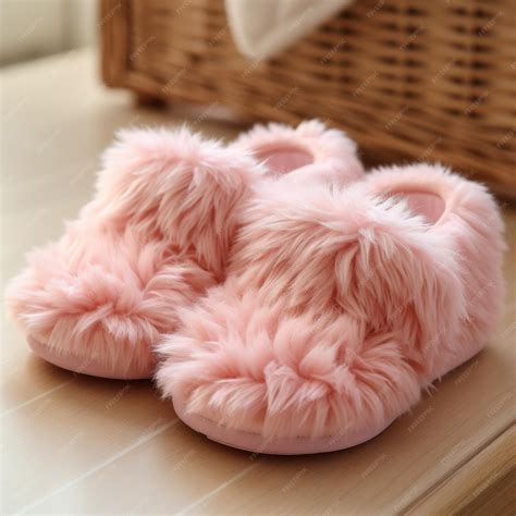 Premium AI Image | Pink fluffy Slippers for Girls with decor like a ...
