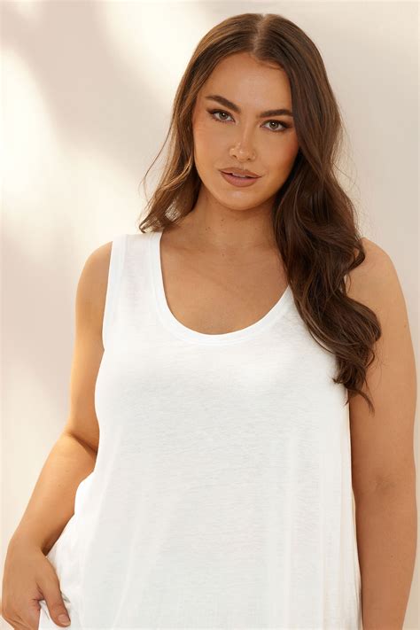 YOURS Plus Size White Linen Vest Top | Yours Clothing