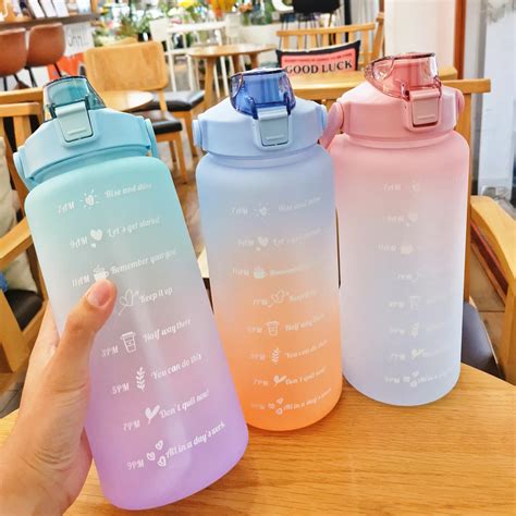 2 Liters Water Bottle Motivational Drinking Bottle Sports Water Bottle With Time Marker Stickers ...