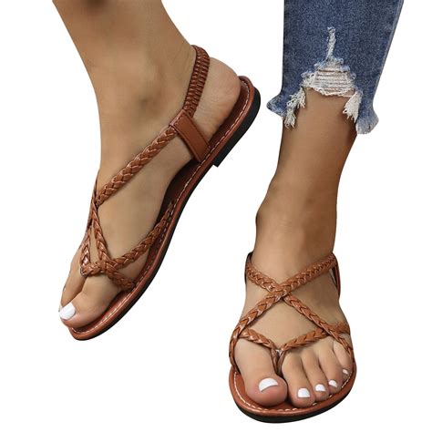 Byikun Women Sandals Thong Sandals Narrow Thin Orthopedic Sandals for ...