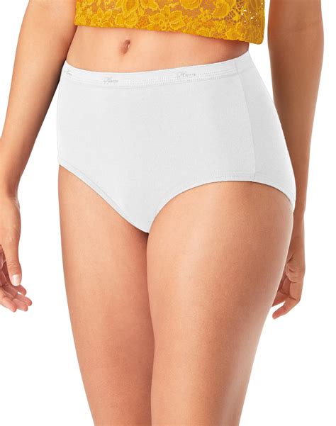 Hanes Women's Cotton Brief Underwear, Moisture-Wicking, 6-Pack White 7 ...