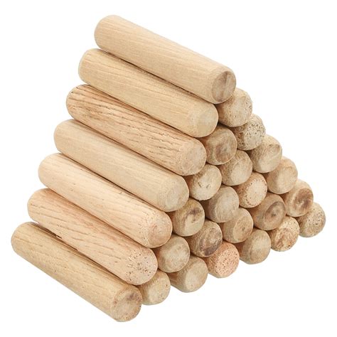 Uxcell 3/8"x1 31/32" Wood Dowel Pins,120 Pack Fluted Wooden Dowel Pin ...