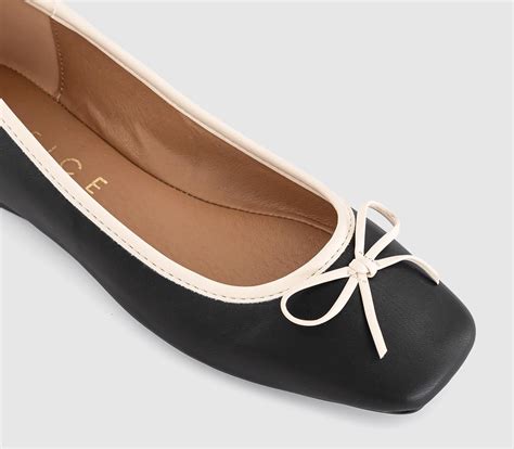 OFFICE Five Star Square Toe Ballet Pumps Black Mix - Flat Shoes for Women