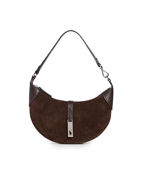 Polo Ralph Lauren Suede Leather Id Mini Shoulder Bag in Brown | Lyst