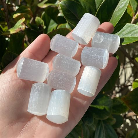 10 X Selenite Tumble Stones & Meaning Card - Natural Selenite From ...