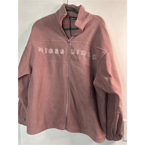 Missguided Zip Up Fleece Sweater Jacket Women’s Size... | Depop