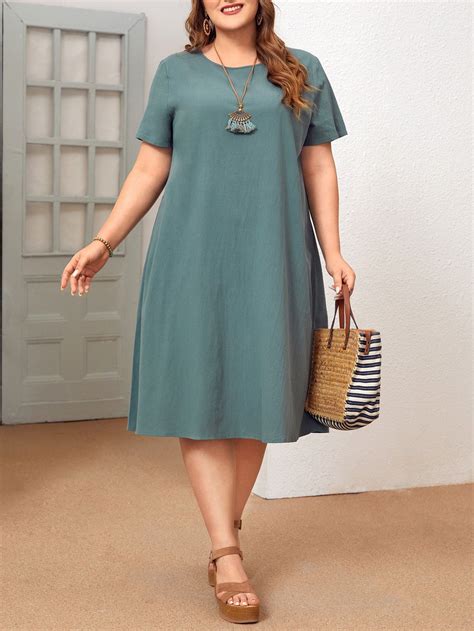 Vestido túnico unicolor | Casual fall outfits, Modest dresses casual ...