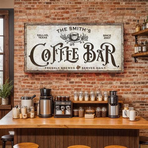 Custom Coffee Bar Decor | Custom Coffee Bar Canvas Sign | Kitchen ...
