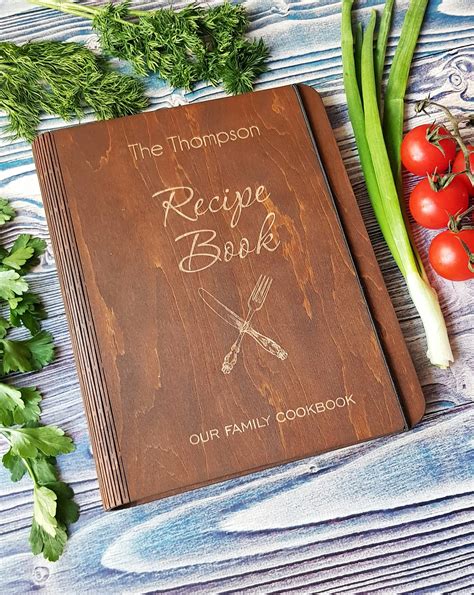Wooden Recipe Book Personalized Family Recipe Journal Xmas | Etsy