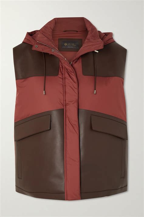 Loro Piana Hooded Leather-trimmed Padded Shell Vest - Burgundy ...