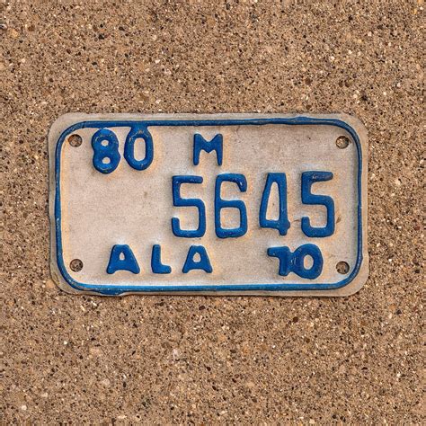 1970 Alabama Motorcycle License Plate Auto Tag Eighty 80 Prefix 5645 ...