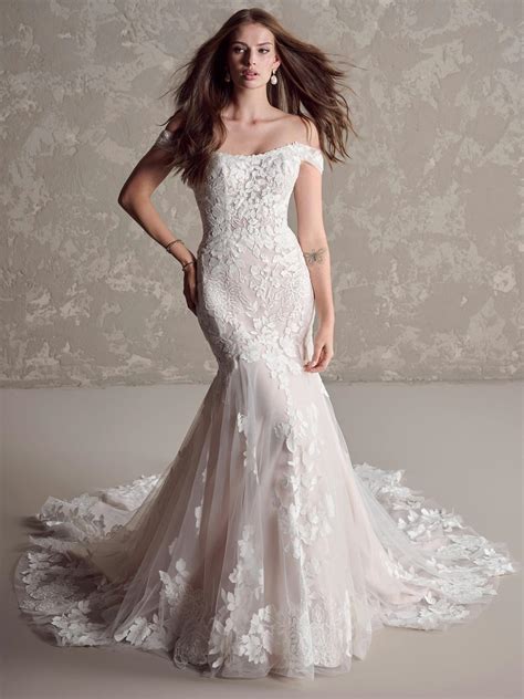 fashion online store Maggie Sottero Chesney Lace Trumpet Wedding Dress