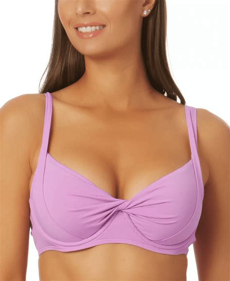 Anne Cole LAVENDER Retro Twist Underwire Bra-Sized Bikini Swim Top, US ...