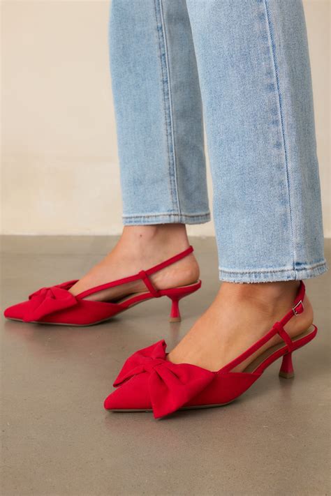 Red Pointed Toe Kitten Heels - All Shoes | Red Dress