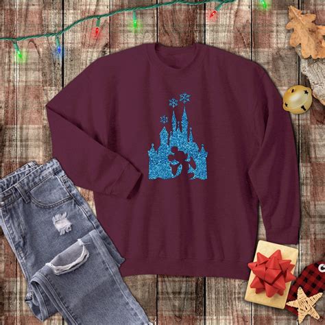 Disney Christmas Sweatshirts/ Cinderella Castle Shirts/ Winter Blue ...