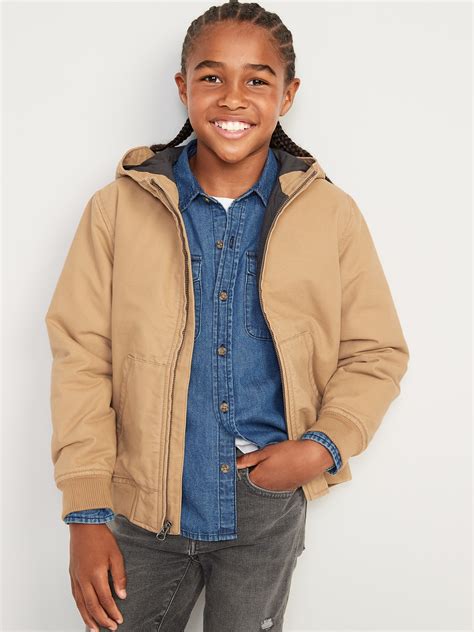 Hooded Canvas Utility Bomber Jacket for Boys | Old Navy