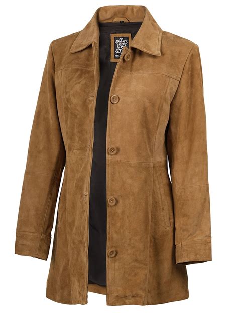 Womens Brown Suede Coat – Car Coat – Decrum