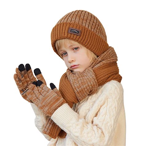 Bjutir 4 To 10 Years Old Children Winter Hat Scarf And Gloves Three ...