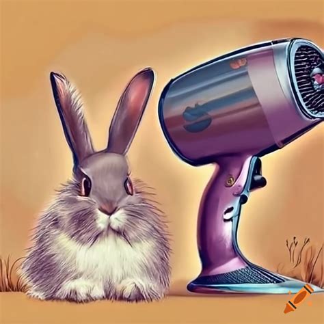 Vintage hair dryer with a cute rabbit on Craiyon