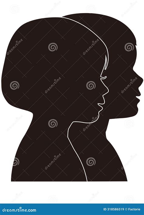 Side Profile Silhouettes of Boys and Girls Lined Up Stock Vector ...