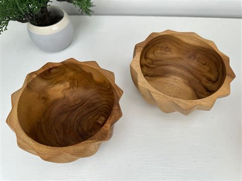 LIVE EDGE BOWL Set, Wood Serving Bowl, Carved Wood Bowl, Farm Bowl ...