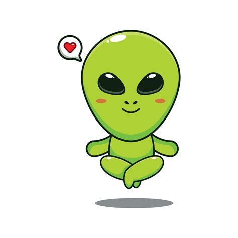 linda extraterrestre haciendo meditación yoga dibujos animados vector ilustración. 25561762 ...