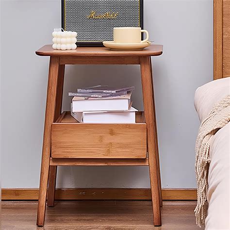 Amazon.com: Vadisun 100% Solid Wood Bedside Table, Mid Century Modern ...