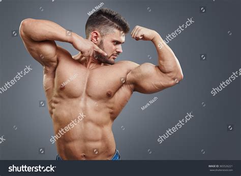 Shirtless Muscular Athletic Man Pointing His Stock Photo 365526221 ...