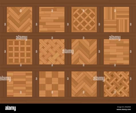Parquet floor samples. Chart with common parquetry patterns, most ...