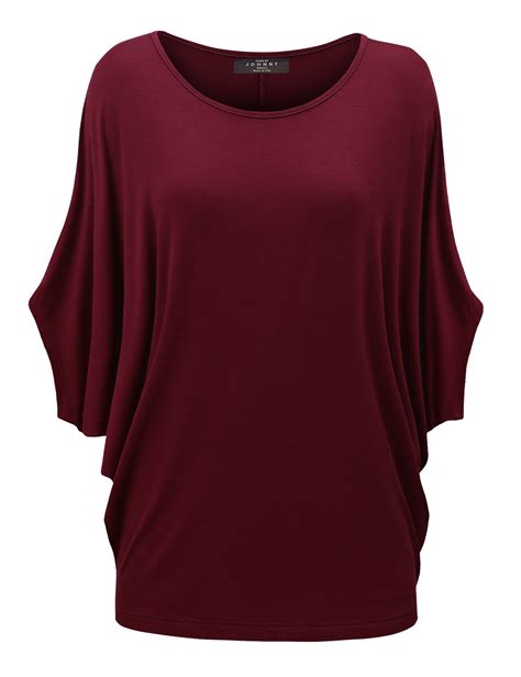 Made by Johnny Women's Scoop Neck Half Sleeve Batwing Dolman Top XXL WINE - Walmart.com