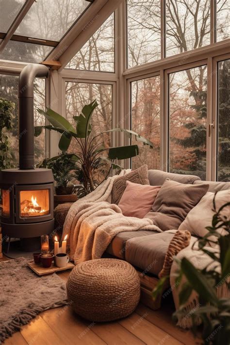 Premium Photo | Cozy warm home interior of a chic country house with an ...