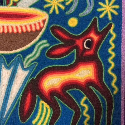 Huichol Yarn Painting 16” x 16” Rogelio Diaz Medina