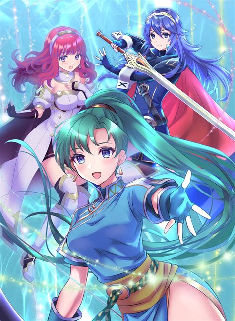 lucina, lyn, and celica (fire emblem and 4 more) drawn by kakiko210 ...