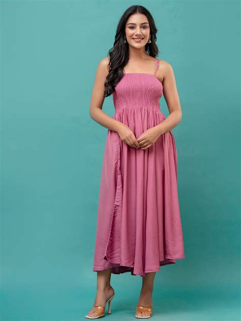 RAYON NOODLE STRAP FULL DRESS – feranoid