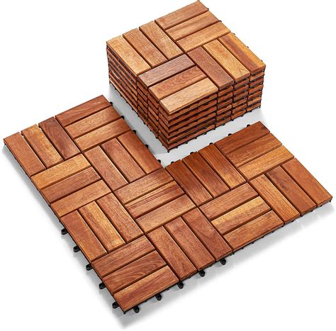ARK STONE Interlocking Deck Tiles 6 Pcs Pack - Snap Together Wood ...