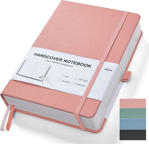 Amazon.com : Hardcover A5 Leather Journal Notebook for Women Men, Front ...