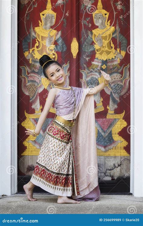 Cute Thai Girl Wearing Thai Traditional Clothing. she Posing ...