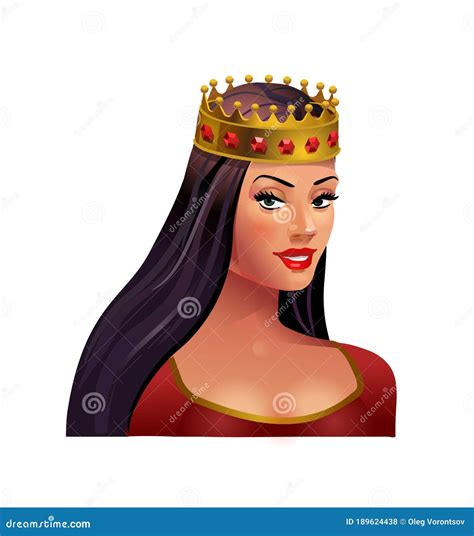 Princess Brunette in a Crown on a White Background. Beautiful Girl ...