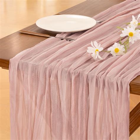 Socomi Dusty Pink Cheesecloth Gauze Table Runner 10ft 29x120 Inches ...